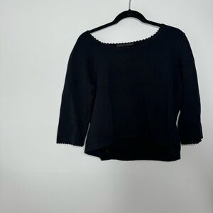 Peruvian connection beaded trim quarter sleeve sweater